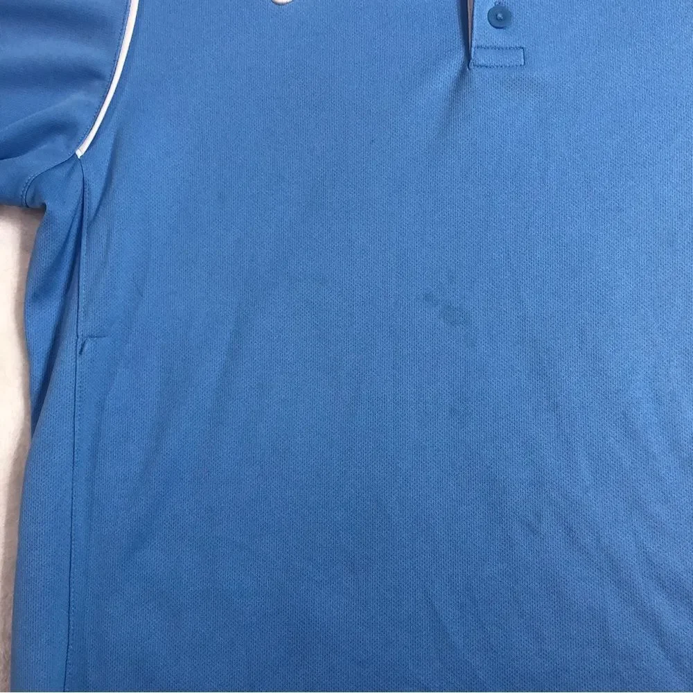 Nike Dri-Fit Men's Medium UNC Blue Polo Top Athletic Button Front Shirt